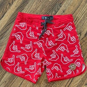 Of One Sea Boys Red Boardshorts